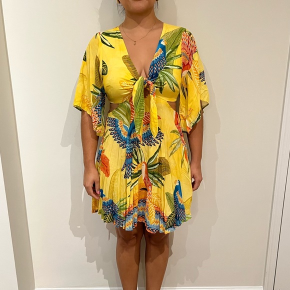 FARM Rio Yellow Tie-Front Dress - Picture 2 of 3